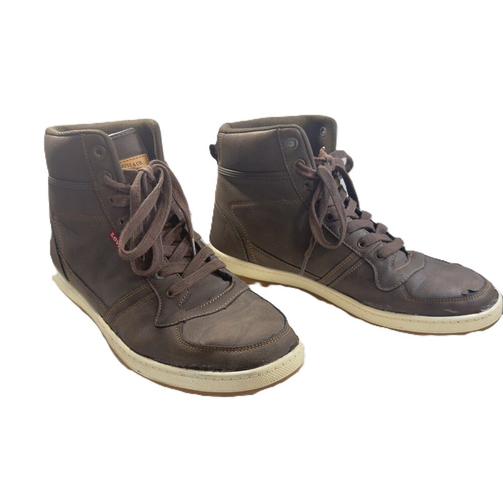 Levi’s Men’s High-Top Sneakers Brown Size 11 Casual Streetwear Leather Look